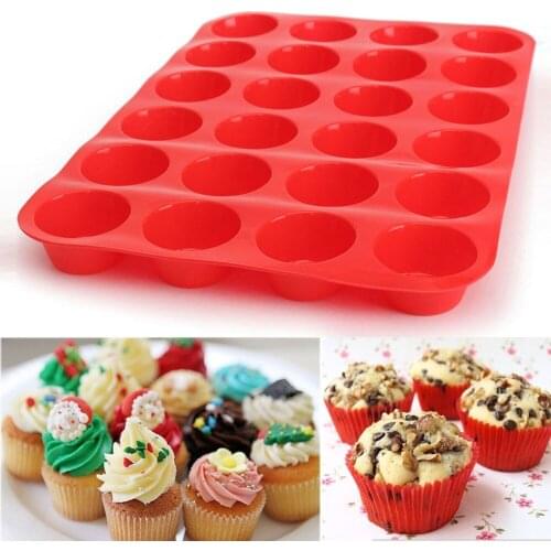 Silicone Mold Sugar Fondant Chocolate Spaces Mold 24 Cavity Mini Muffin Silicone Soap Cookies Cupcake Bakeware Pan Tray Mould