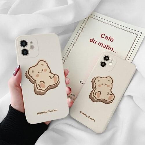 Cookie Bear Silicone Case for IPhone 11 12 Pro MAX SE 2020 XR X XS 6 6s 7 8 Plus Shockproof Protective Back Cover Funda Coque