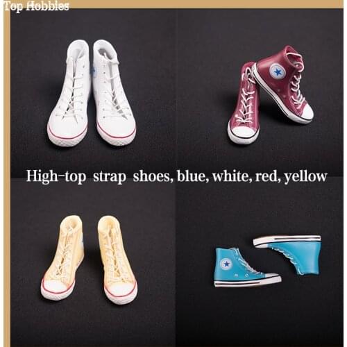 Blue/Black/Yellow/Red/White ZYTOYS 1/6 Scale Male/Female Strap Shoes Sneakers Shoes Model High-top Shoes Fit 12" Body Figure