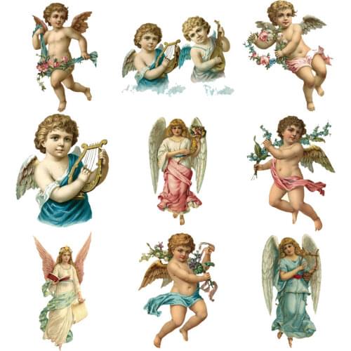 Iron on Patches Cute Cartoon Angel Wings Christ Jesus Heat Transfer Stickers Clothes Decor Applique Stranger Things Diy T-shirt