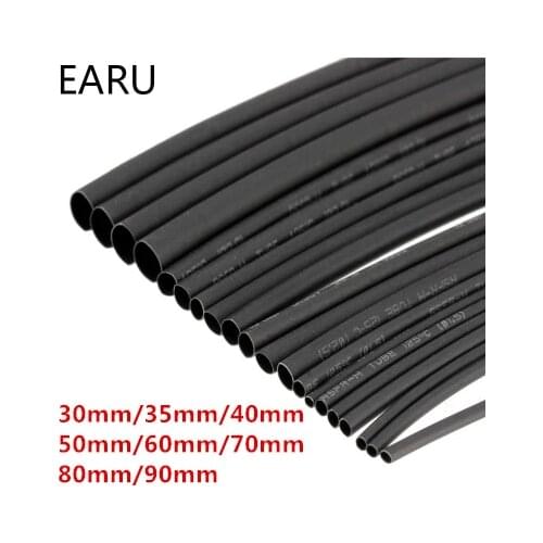 Round Diameter 30mm/35mm/40mm/50mm/60mm/70mm/80mm/90mm Length 1M Heat Shrink Tubing Shrinkable Tube Black Wire Wrap