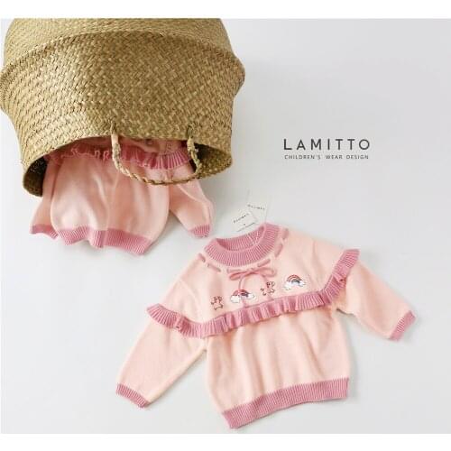 Tonytaobaby Autumn and Winter Dress New Kids Dress Rainbow Horse Cotton Sweater Knitted Sweater Girls Sweaters