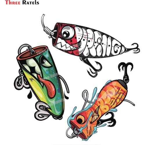 Three Ratels B427 Fish Lure Vinyl Car Stickers Car Styling Graphics Decal Waterproof Windshield 3D Personality Decor
