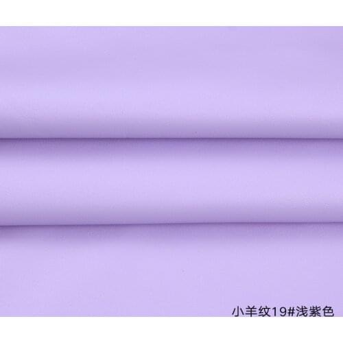 High Quality Micro Sheep pattern 19# Light Purple PU Leather fabric with little elastic for DIY furniture bag material(50x69cm)