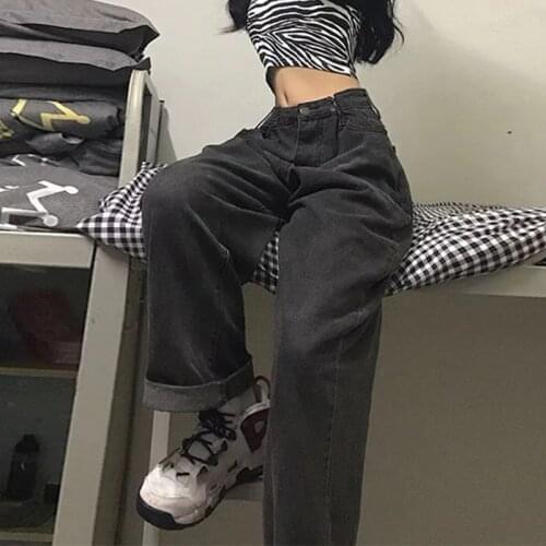 Womens Vintage High Waist Jeans Streetwear Loose Hip Hop Trousers Jean Baggy Adjustable Summer Simplicity Casual Wide Leg Pants