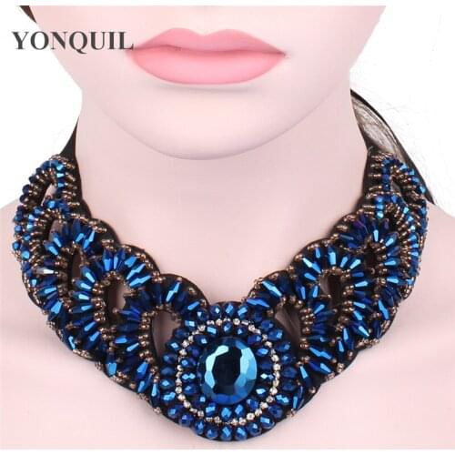 Ladies Classic False Collar Ribbon Chocker Round Bohemian Long Necklace Women Bead Fine Jewelry Charms Collier Femme SYBC45