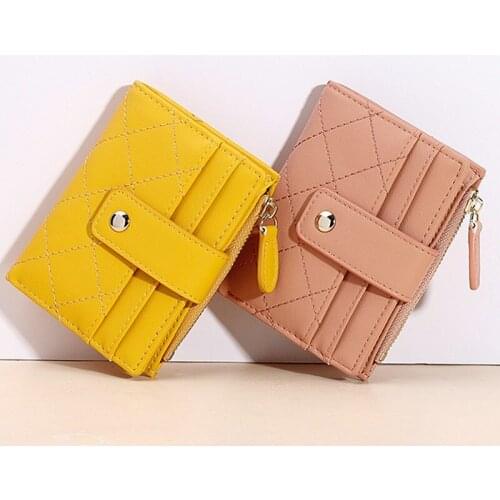 Hasp Women Wallet Short Card Korean PU Leather Mini Coin Purse Wallet For Ladies Money Bag Card Holder Money Purses