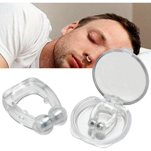 1pc Silicone Magnetic Anti Snore Stop Snoring Nose Clip Sleep Tray Sleeping Aid Apnea Guard Night Device Transparent