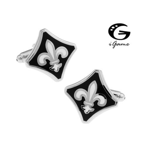 IGame 1 pair Enamel Cuff Links Black Blue Color Option Fashion Brass Square Design Free Shipping