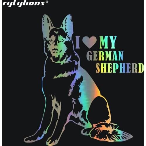 Rylybons 1PCS car sticker I love German Shepherd on board auto car styling decals vinyl Motorcycle Car Accessories car-styling