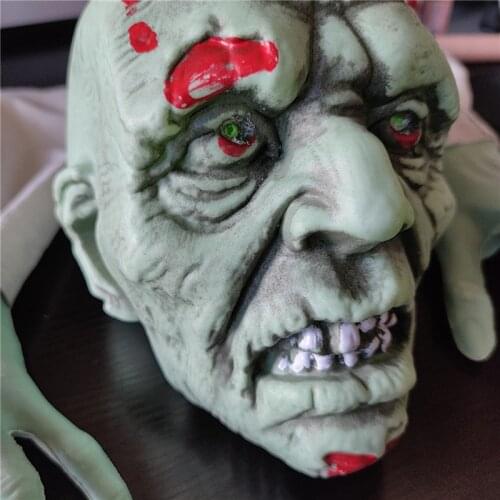 Scary Green Skeleton Suit For Halloween Horror Ghost House Secret Room Scene Layout Decoration Skull Terror Hands 3 Pcs Set