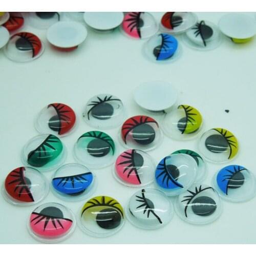 300pcs/lot Round Random mixed Color With the Eyelashes Eye Activities Moving Eyes Plastic Eyes For Doll Toy 12mm
