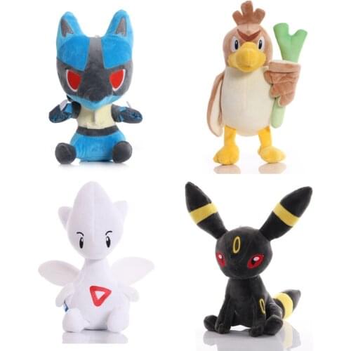 4 Styles 23-25cm Pokemon Umbreon Farfetch'd Togetic Lucario Plush Toys Dolls Kawaii Stuffed Peluches Gifts for Kids