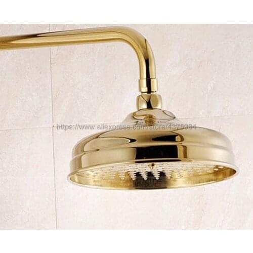8 Inch Gold Color Round Shower Head Brass Water Rains With Shower Bathroom Top spray Nsh050