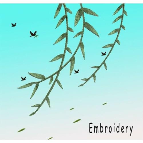 1pc Willow Leaf Applique Embroidered Iron-on Patches Fashion Sticker For Clothes Bag Craft Repair Diy Decoration High Quality