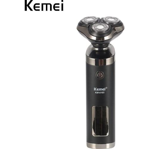 Kemei USB Rechargeable Shaver Beard Razor Washable Triple Blade 3D Floating Electric Shaving Razors LCD Men Face Beard Trimmer