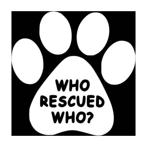 Black/Sliver Who Rescued Who Car Body Decals Window Bumper Vinyl Car Body sticker Creative Decals Waterproof New S1218