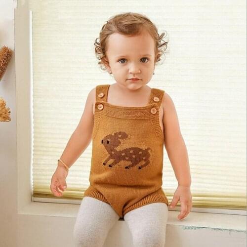 Newborn Baby Romper Christmas Deer Cotton Knitted Baby Clothes For Girls Boys Romper Sleeveless Infant Toddler Jumpsuit Overalls