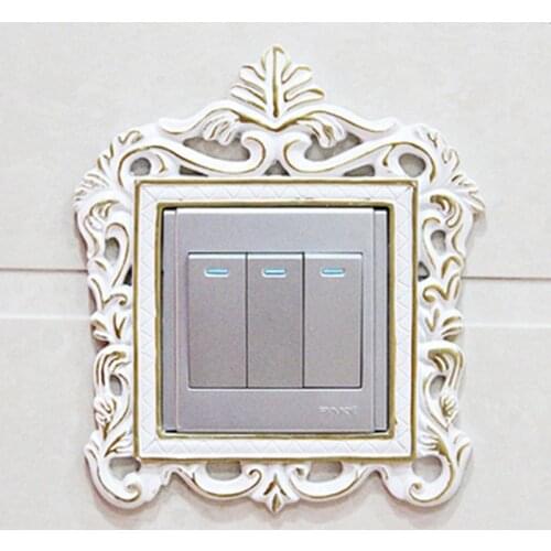 European Decorative Switch Frame Light Bulb Switch Sticker Luxury Golden Wedding Room Decorative Switch Case Classical Decor