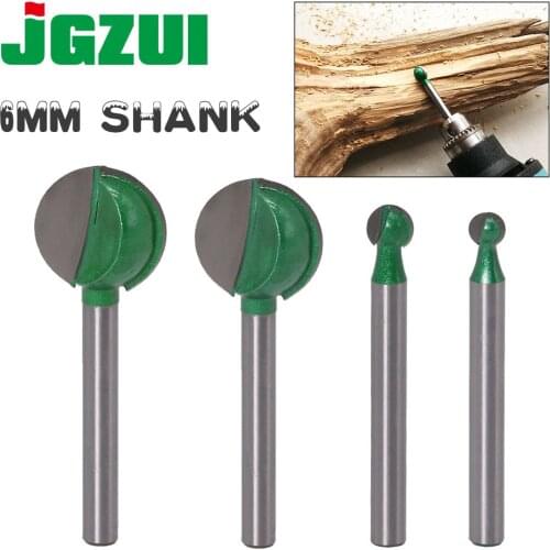 JGZUI 1pc 6mm Shank Ball Nose Round Carving Bit Cove CNC Milling Bit Radius Core Tungsten Carbide Router Bit for Wood