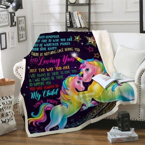 Art Unicorn Blankets Throw Colorful Color Cartoon Babies Blanket 3D Print Plush Bedspread Sofa Bed Cover for Kids Children Gifts