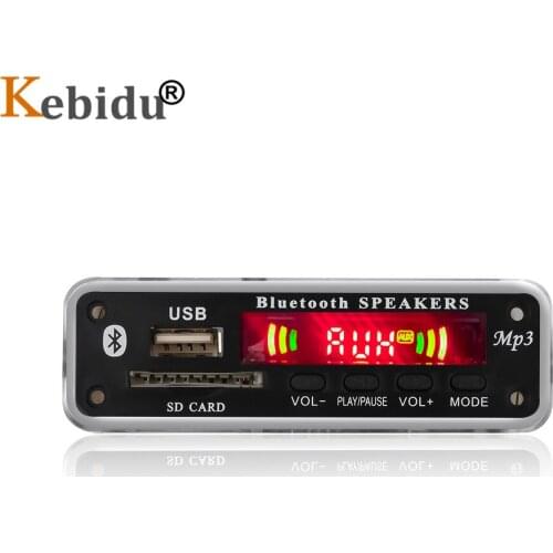 KEBIDU Wireless Bluetooth MP3 WMA Decoder Board Audio Module Support 5V 12V USB SD Card AUX FM Audio Radio Module For Car DIY