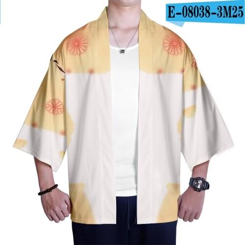 Popular ghost blade 3D kimono fashion Japanese kimono casual seven-point sleeve cardigan summer white Demon Slayer shirt