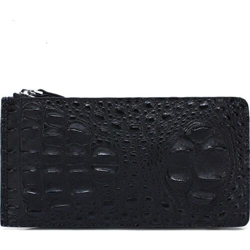 Classic Business Men Long Purse Crocodile Leather Card Holder Wallet
