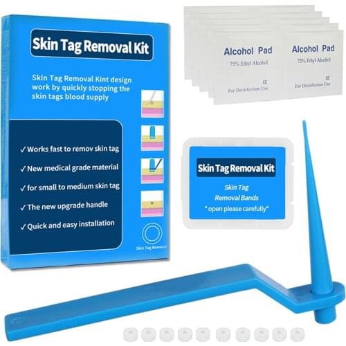 Micro Band Non Toxic Face Care Mole Wart Tool For Small To Medium Blue Skin Tag Removal Kit With Cleansing Swabs Home Use Adult