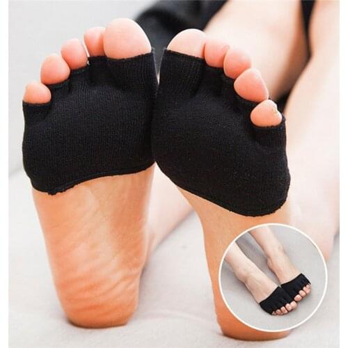 5 Toes 1 Pair Breathable Cotton Cushion Sponge Half Insoles Pads Metatarsal Sore Forefoot Support Massage Toe Socks