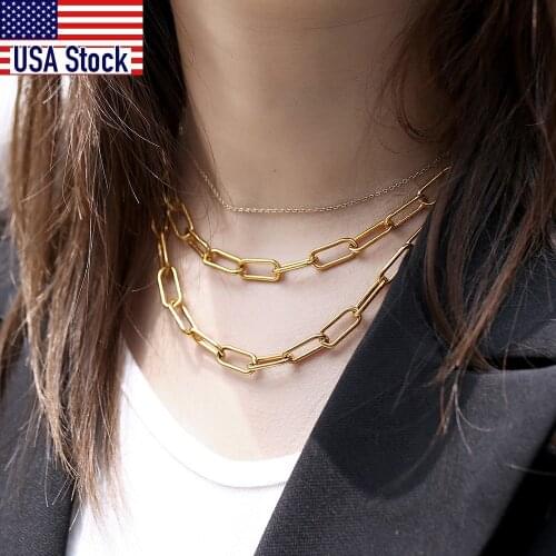 New Fashion Necklace Rolo Box Chain Necklace for Women DIY Double Layer Long Chain with Toggle Clasp Chic Jewelry DN194A