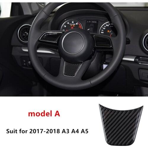 Carbon Fiber Steering Wheel Decal Decoration Cover Trim For Audi A1 A3 A4 A5 A6 A7 Q3 Q5 Car Styling Interior Accessories