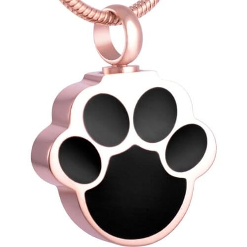 IJD8155 Stainless Steel Pet Dog Paw Print Cremation Jewelry for Ashes Urn Necklace Keepsake Memorial Pendant for Women Men
