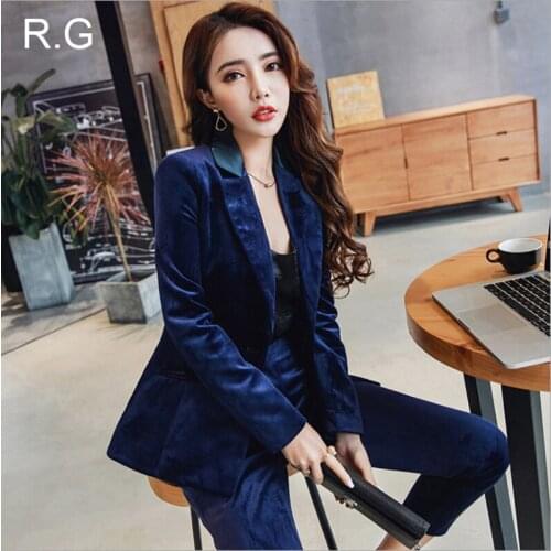 ROCICIE GELA Women's Velvet Trouser Suits