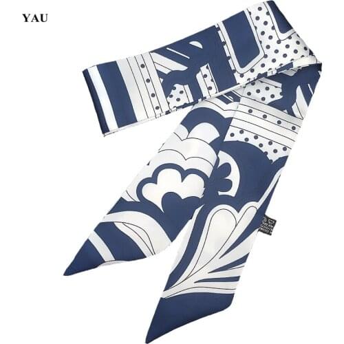 95cm*5cm Small Silk Scarf Women 2020 H Big Brand Print Floral Bag Ribbons Brand Fashion Head Scarf Small Long Skinny Scarves