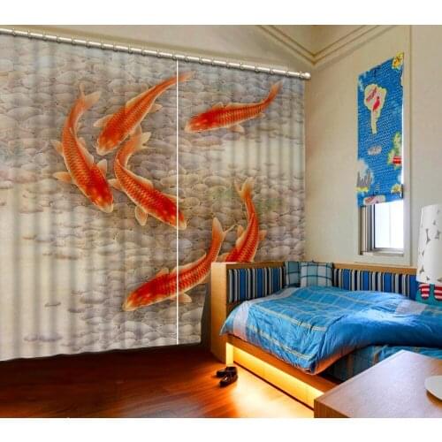 Custon curtains Luxury Blackout 3D Window Curtains For Living Room Bedroom fish curtains
