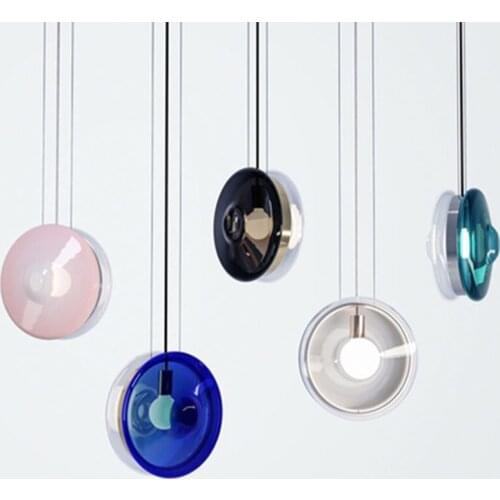 Nordic stained glass chandelier designer cafe restaurant bar light luxury yo-yo glass chandelier