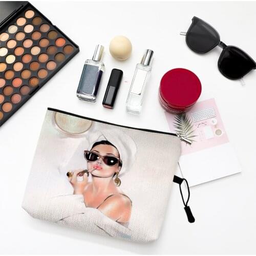 Modern Lady Art Print Women Cosmetic Bags Lovely Casual Travel Pouch Portable Storage Makeup Bag Toiletry Bags Organizer