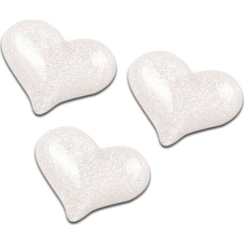 20Pcs White Resin Heart Decoration Crafts Beads Frame Flatback Cabochon Scrapbook DIY Kawaii Embellishments Accessories