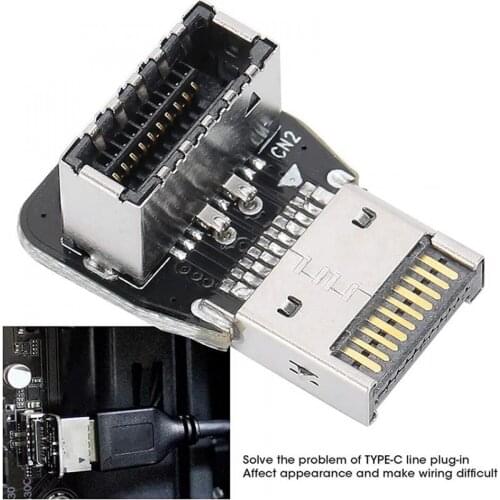 USB3.1 USB3.2 TYPE-E 90 Degree Angled Adapter Connector Male to Female Computer Cable Storage for Motherboard PC Accessories