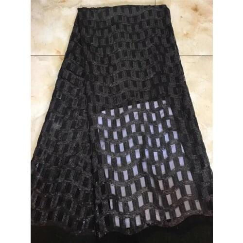 High quality BZL-11265 african french lace fabric with sequins african tulle lace fabric with pu leather