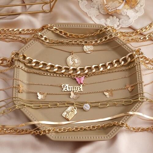 FNIO 2021 Fashion New Punk Miami Cuban Necklace Collar Statement Aluminum Gold Color Thick Chain Necklace Women Jewelry