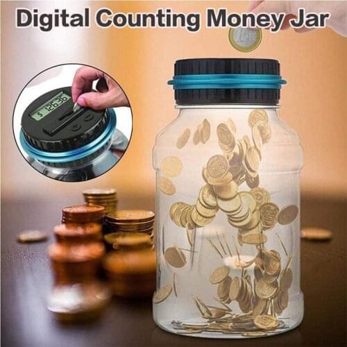 1.8L Piggy Bank Counter LCD Counting Coin Storage Box Digital Counting Money Jar For USD EUR GBP AUD Creative Money Boxes