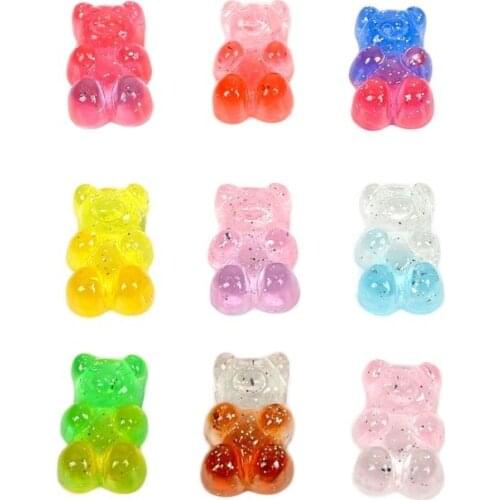 20Pcs 20x11mm 9 Colors Cute Bear Rainbow Resin DIY Scrapbooking Cabochon Cartoon Accessory HandiCraft Flatback Embellishments