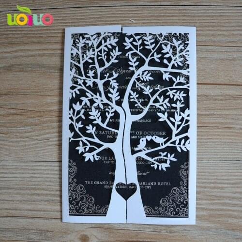20pcs free shipping Various color Laser Cut Wedding Invitations love birds on the tree Personalized Elegant Invitation