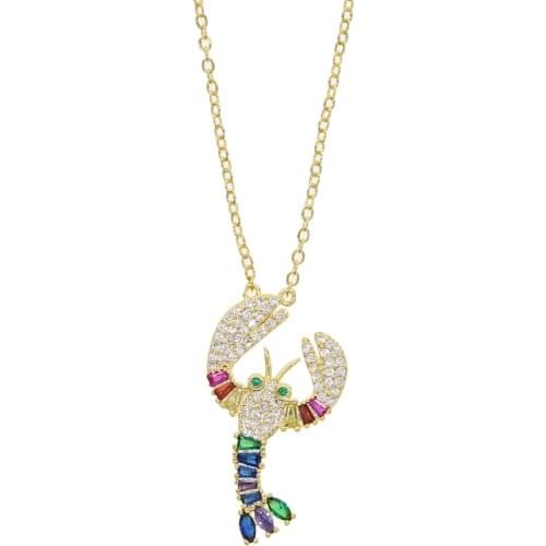 2021 Sunmer New Cute Mini Crawfish Shrimp Lobster Pendant Necklaces For Women Girl Fashion Animals Delicate Wedding Jewelry Gift