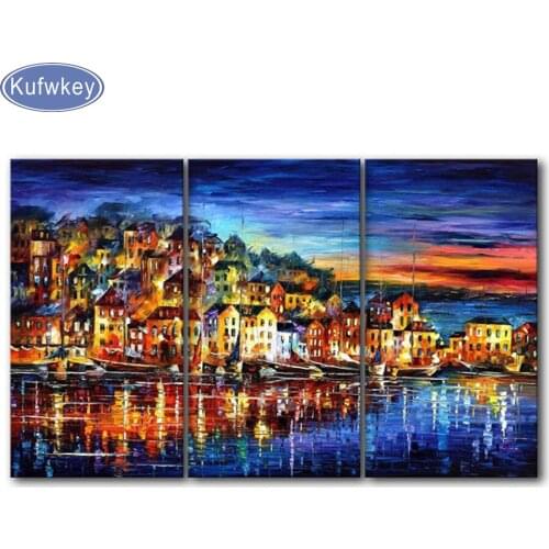 3pcs,5d diy Full square Diamond Painting Cross Stitch abstract town home decoration painting,Diamond Embroidery,Diamond mosaic