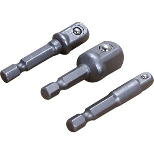 3PC Set Socket Adapter Drill Bits Hex Shank 1/4" 3/8" 1/2" Impact Driver Tool