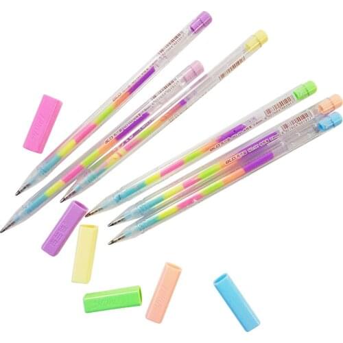 36Pcs/lot Cute 6 Color Rainbow Gel Pen Water Color Chalk Paint Gel Pen For Diary Decoration Scrapbooking Office School Supplies