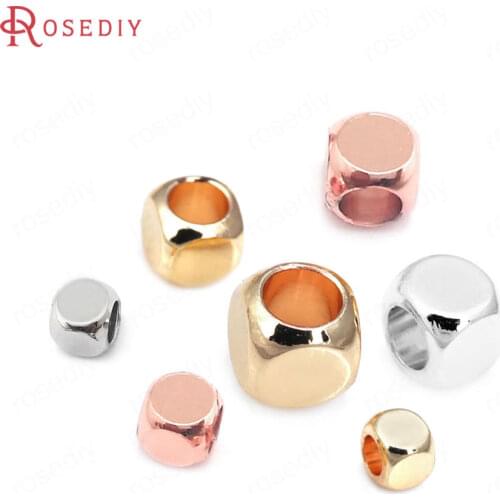 40PCS 3x3MM 4x4MM 24K Gold Color Brass Square Spacer Beads Bracelet Beads Jewelry Making Supplies Diy Findings Accessories